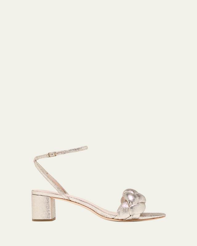 Braided Metallic Ankle-Strap Sandals